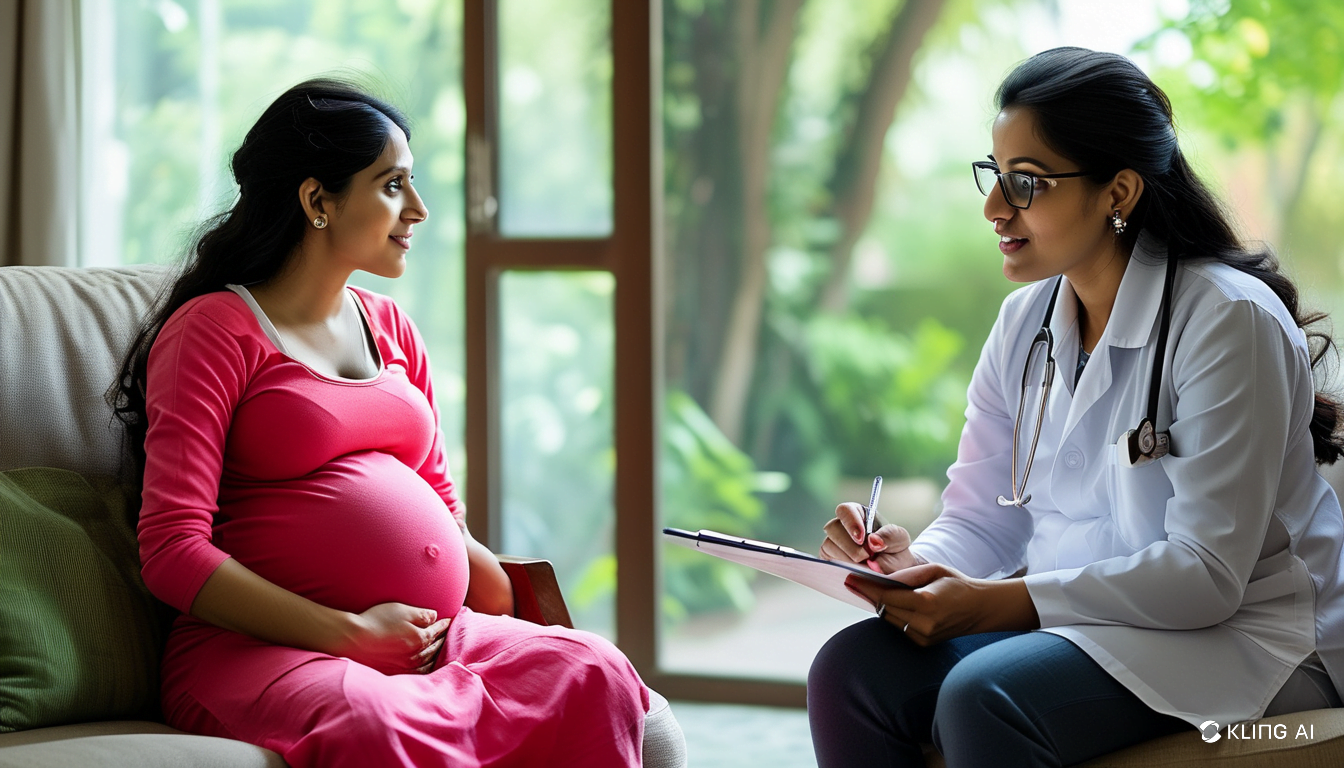 Pregnant women with doctor