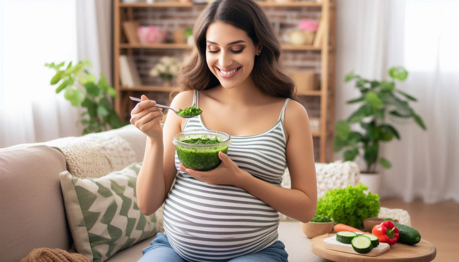 Pregnant woman with Amla Juice