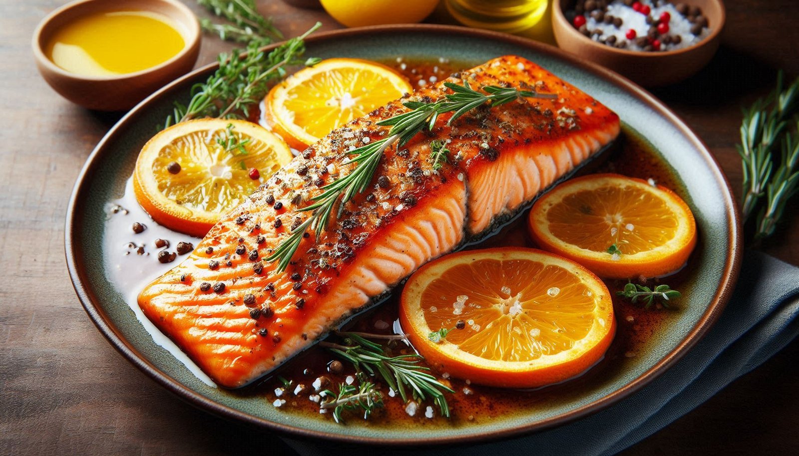 Baked salmon with an orange glaze