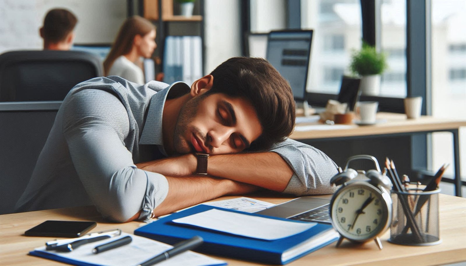 Sleeping in the office desk